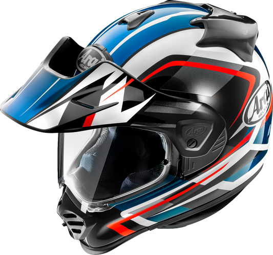 Arai XD-5 Discovery motorcycle helmet in blue with small size, featuring a sleek design and clear visor.