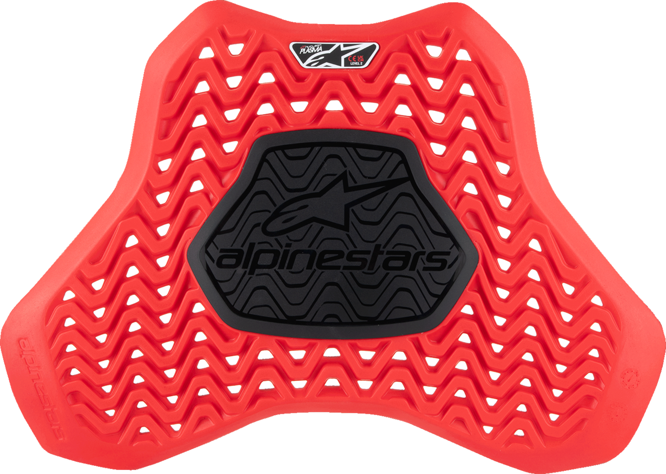 Alpinestars Nucleon Plasma racing chest protector in red and black, medium size, designed for motorcycle safety and impact protection.