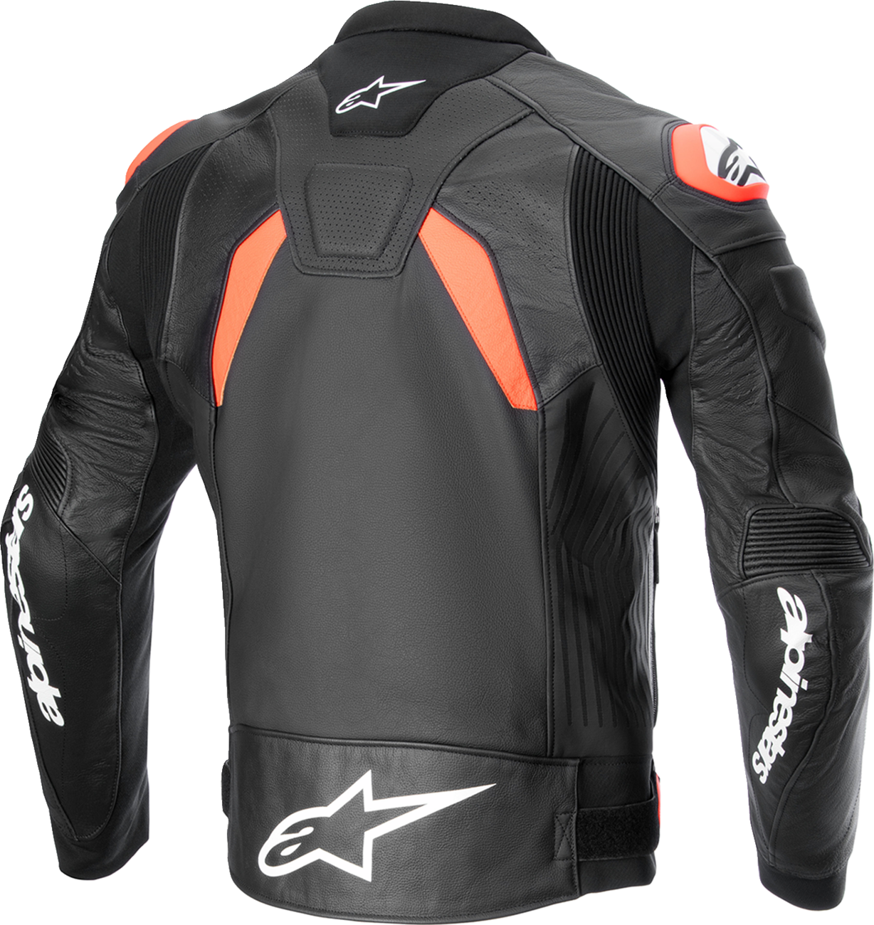 Alpinestars GP Plus R v4 Airflow Leather Motorcycle Jacket in black, red fluo, and white, US 42 / EU 52 with protective armor