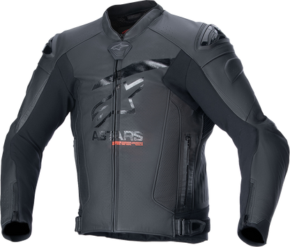 Alpinestars GP Plus R v4 Airflow leather motorcycle jacket in black with race-optimized ventilation and impact protection.