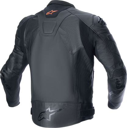 Alpinestars GP Plus R v4 Airflow black leather motorcycle jacket with armor, US 38 / EU 48, shown from front view.