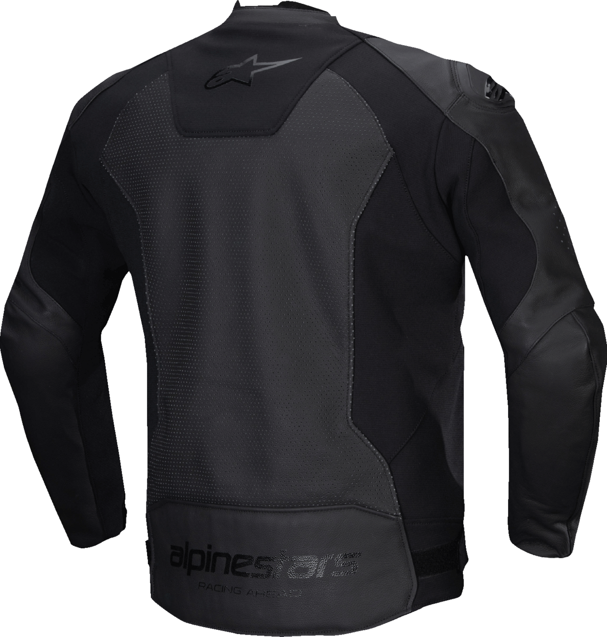 Alpinestars Faster v3 Airflow Leather Jacket in black, US 46 / EU 56, featuring breathable leather and protective motorcycle gear design.