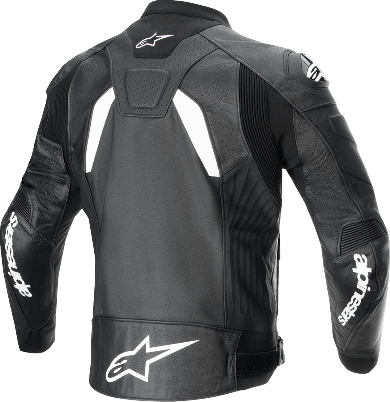 Alpinestars GP Plus R v4 Airflow leather motorcycle jacket in black and white, US 42 / EU 52, with protective shoulder details.