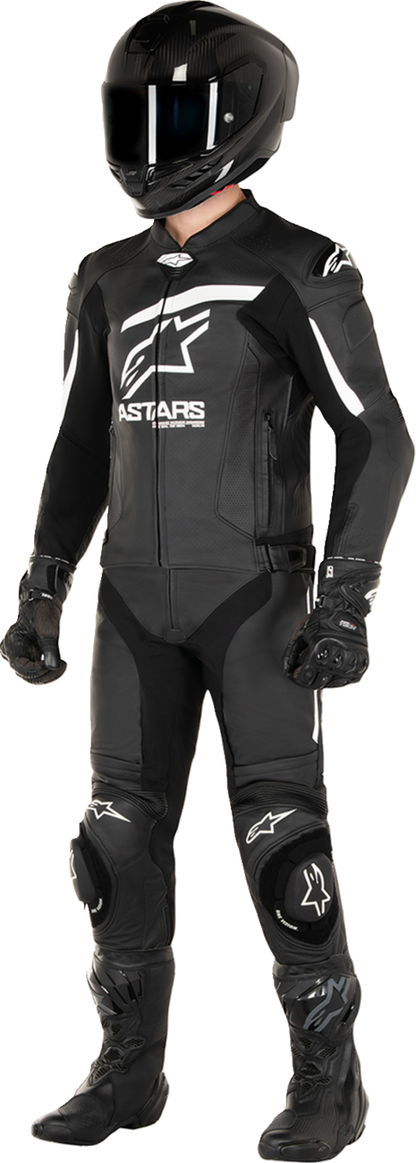 Alpinestars GP Plus R v4 Airflow Leather Motorcycle Jacket in black and white, US 42 / EU 52, with protective armor and ventilation features.