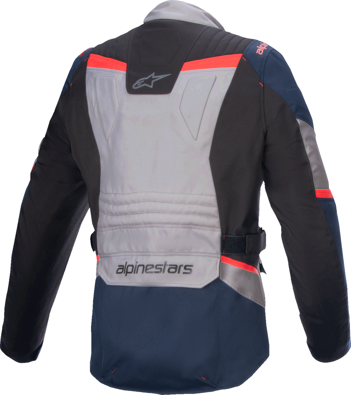 Alpinestars ST-1 WP motorcycle jacket in dark blue, black, and bright red, small size, with waterproof and protective features.