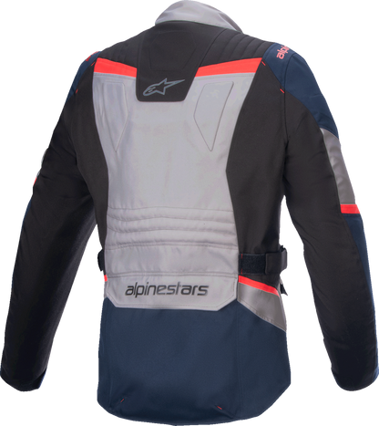 Alpinestars ST-1 WP motorcycle jacket in dark blue, black, and bright red, small size, with waterproof and protective features.