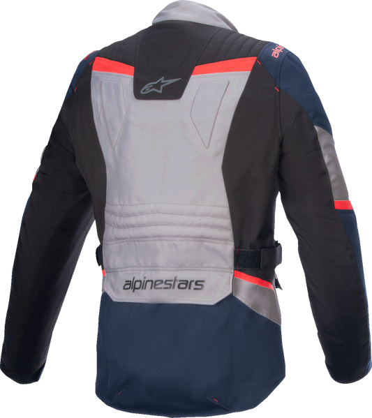 Alpinestars ST-1 WP motorcycle jacket in dark blue, black, and bright red, small size, with waterproof and protective features.