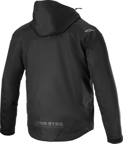 Alpinestars Morush WP waterproof motorcycle jacket in black, size 4XL, with protective features and a high-visibility design.