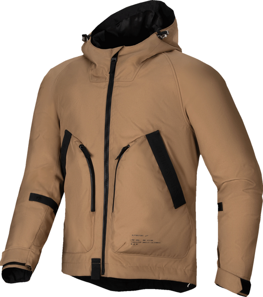 Alpinestars Morush WP Waterproof Motorcycle Jacket in utility brown, 4XL, with durable outdoor outerwear features.