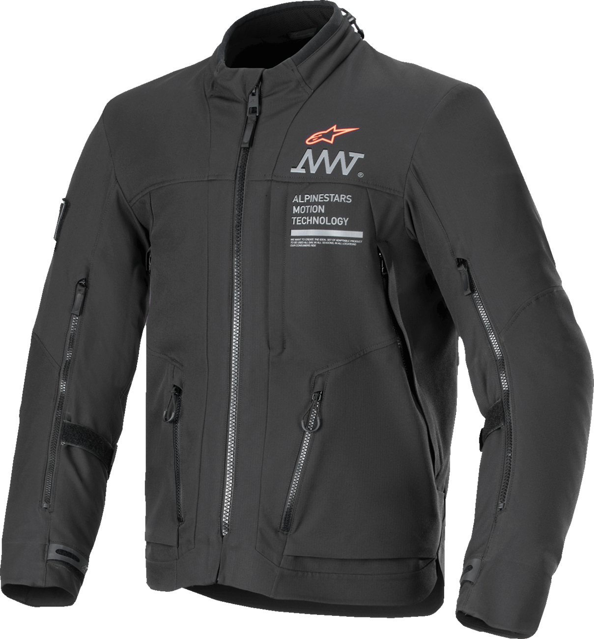 Alpinestars AMT-8 Stretch Drystar XF motorcycle jacket in black, 4XL size, with protective armor and waterproof features.