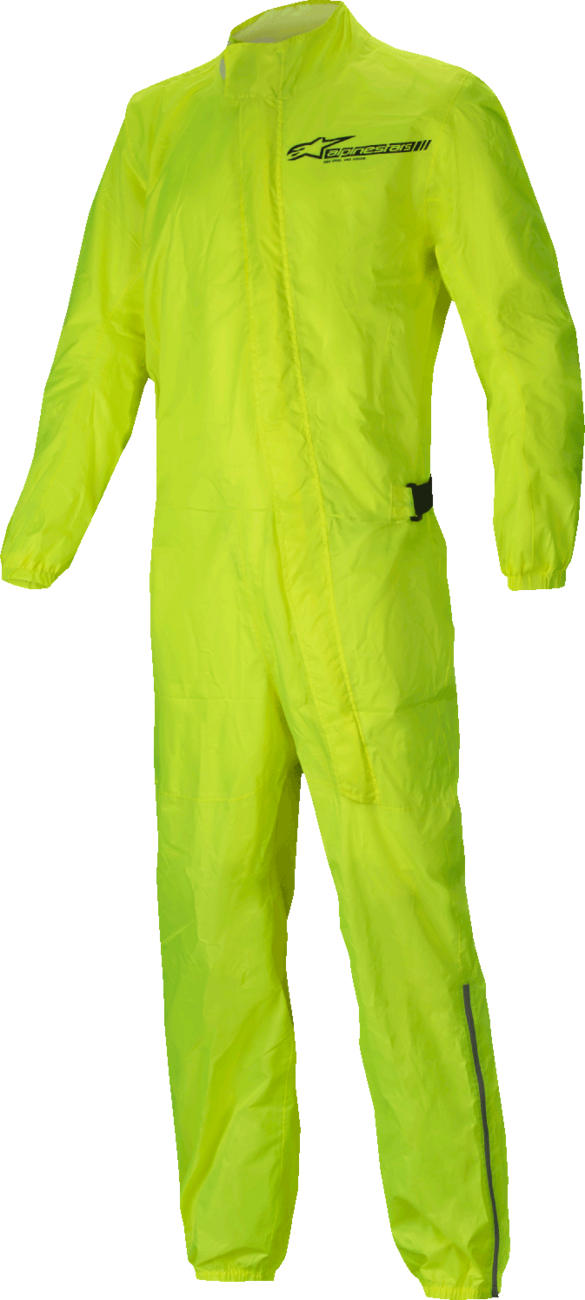 Alpinestars Hurricane v2 Rainsuit in yellow fluo, 4XL, waterproof and breathable motorcycle suit with hood and reflective details.