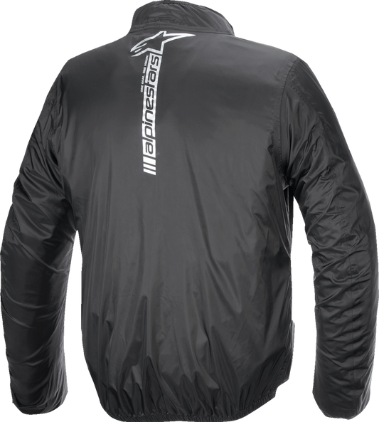 Alpinestars Hurricane Rain v2 motorcycle waterproof jacket in black, small size, designed for rain protection and riding comfort.
