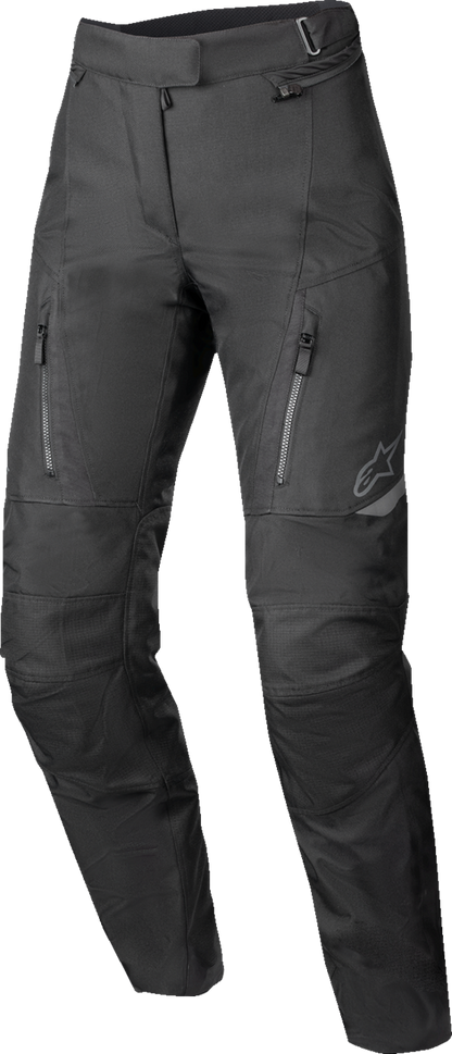 Alpinestars Stella ST-1 Waterproof Pants in black, large size, showing the durable, waterproof fabric and design details.