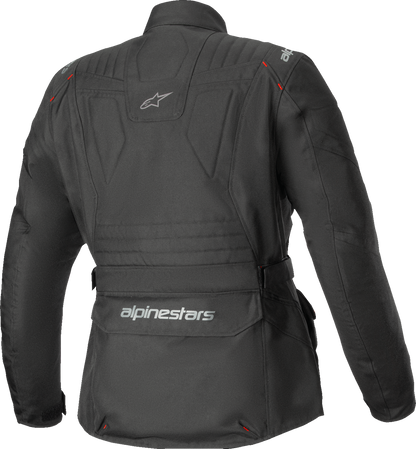 Alpinestars Stella ST-1 Waterproof Jacket in black, size XL, designed for adventure touring with durable, weather-resistant features.