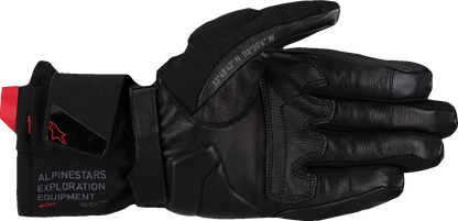 Alpinestars WT-4 Gore-Tex® gloves in black, large size, showing the durable motorcycle glove with textured palm and adjustable wrist strap.