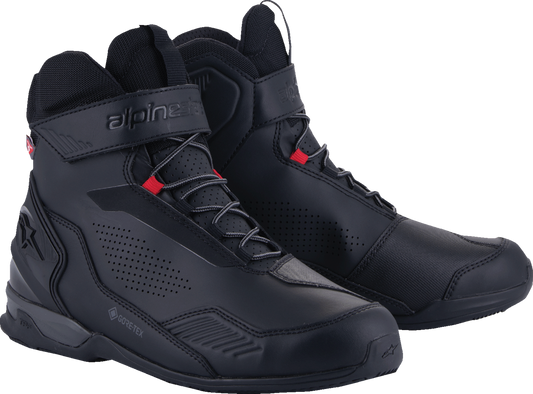Alpinestars Austral GTX touring motorcycle boots in black and dark gray, US 14 / EU 48, with sturdy design and protective features