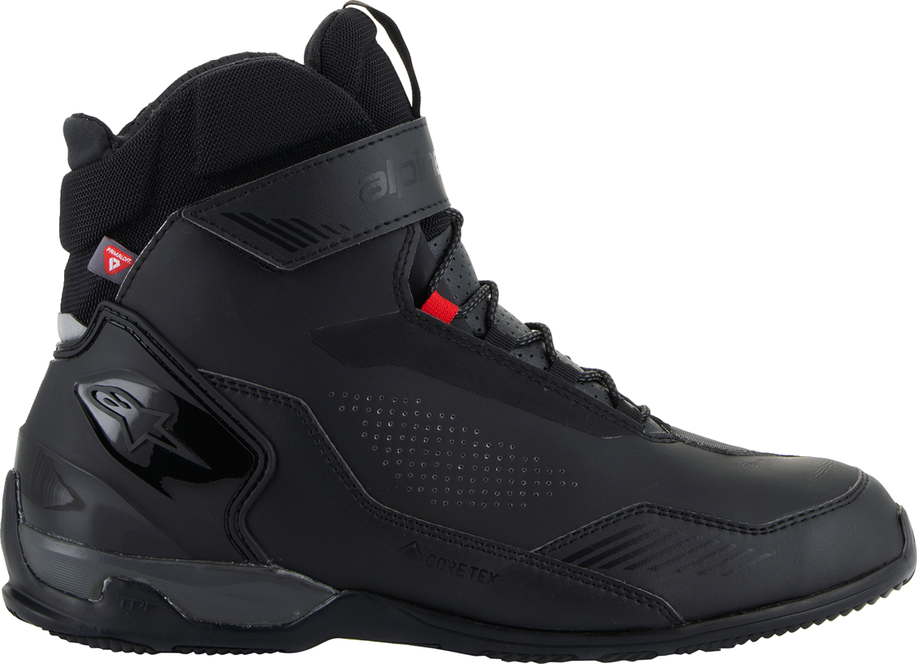 Alpinestars Austral GTX touring motorcycle boots in black and dark gray, US 14 / EU 48, with protective features and sturdy design.