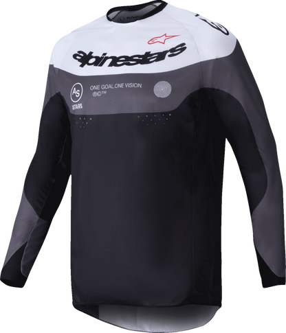 Alpinestars Pro-Dura long-sleeve jersey in black and white, size small, featuring durable fabric and branding details.