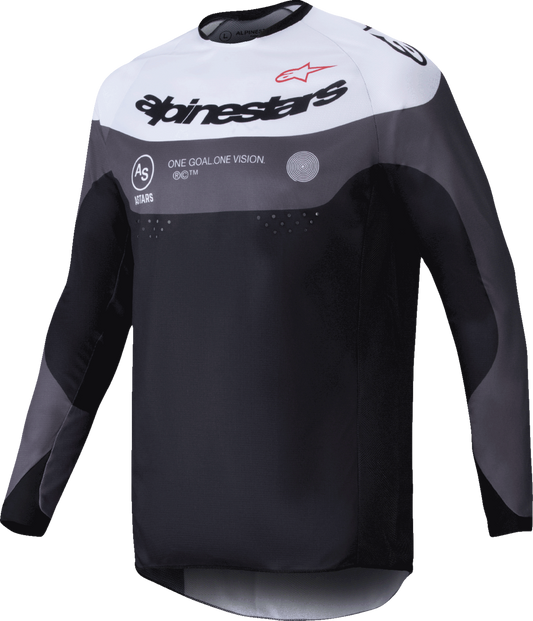 Alpinestars Pro-Dura long-sleeve jersey in black and white, size small, featuring durable fabric and branding details.