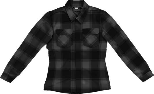 ICON Women's Fallblock CX Flannel Jacket in black, 3XL, featuring a cozy plaid design and classic button-up style.