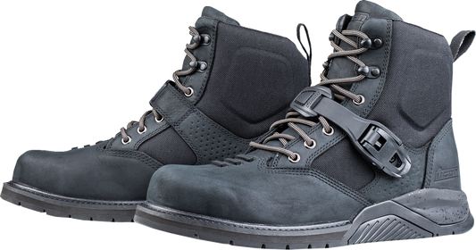 Black ICON Superduty6 safety toe boots in US size 7, featuring reinforced safety toe and durable work boot design.