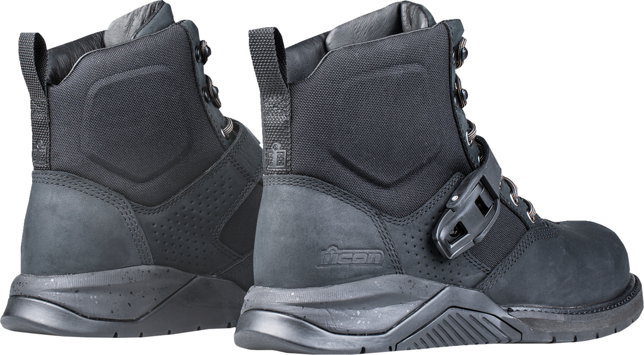 Black ICON Superduty6 Safety Toe Boots in US size 9, featuring durable construction and safety toe protection.