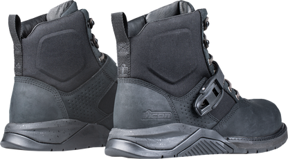 Black ICON Superduty6 Safety Toe Boots in US size 9, featuring durable construction and safety toe protection.