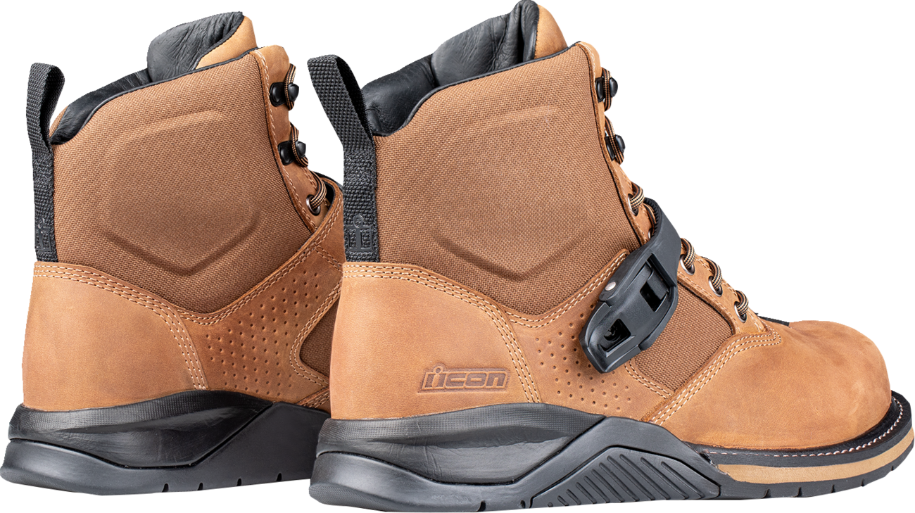ICON Superduty6 safety toe boots in brown, US size 11.5, featuring durable construction and protective safety features.