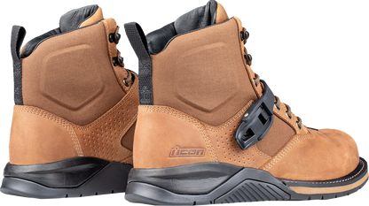 ICON Superduty6 safety toe boots in brown, US size 11.5, featuring durable construction and protective safety features.