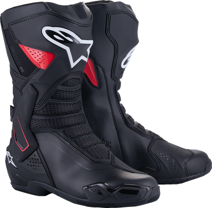 Alpinestars SMX-6 V3 Drystar motorcycle boots in black and red, US 6.5, featuring protective design and durable construction.