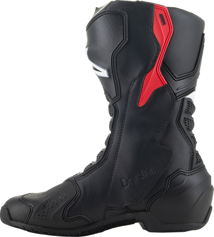 Alpinestars SMX-6 V3 Drystar motorcycle boots in black and red, US 6.5, featuring protective design and durable leather construction.