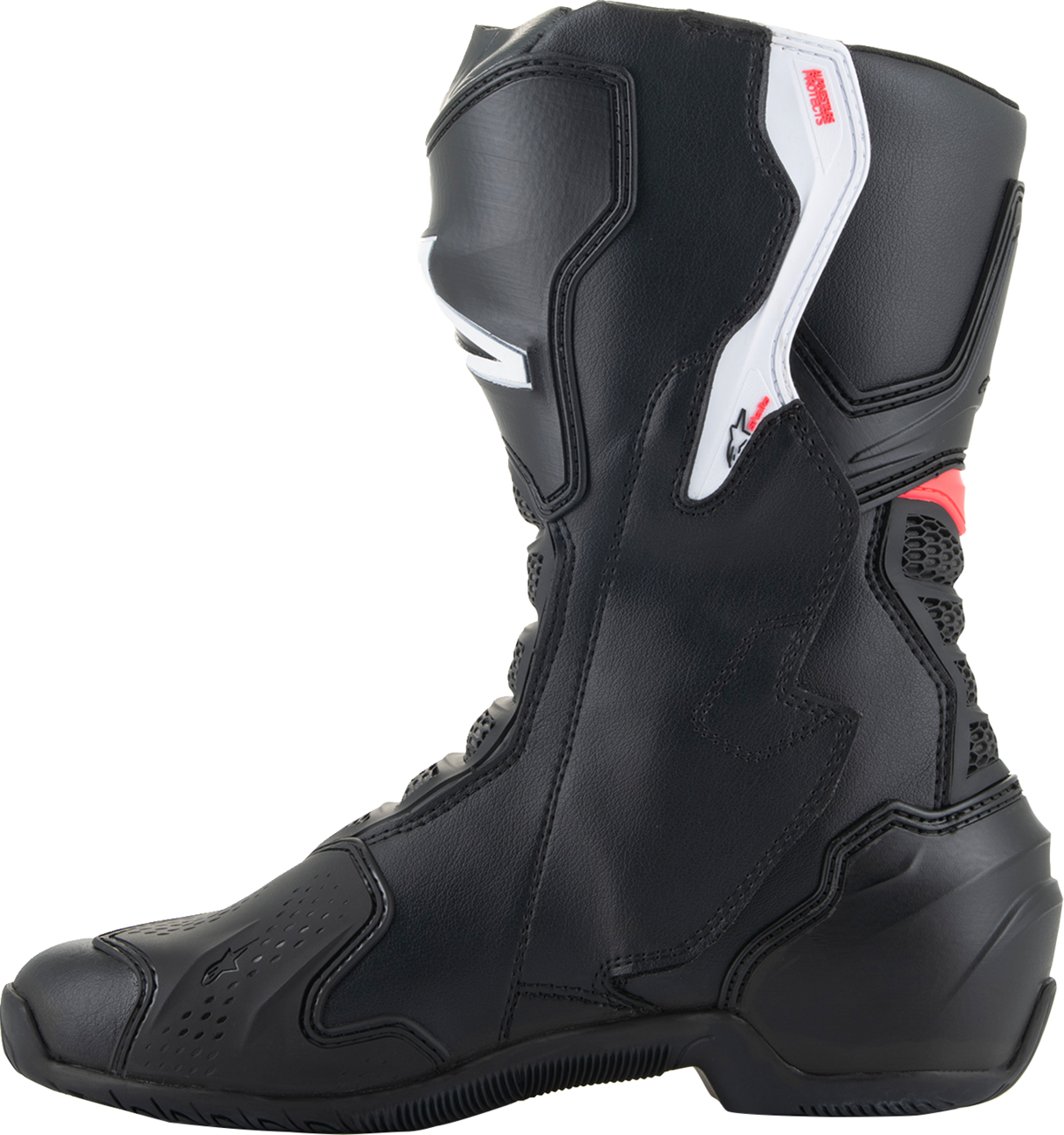 Alpinestars Stella SMX-6 V3 women's motorcycle boots in black, white, and pink, US size 10, with protective design and sporty style.
