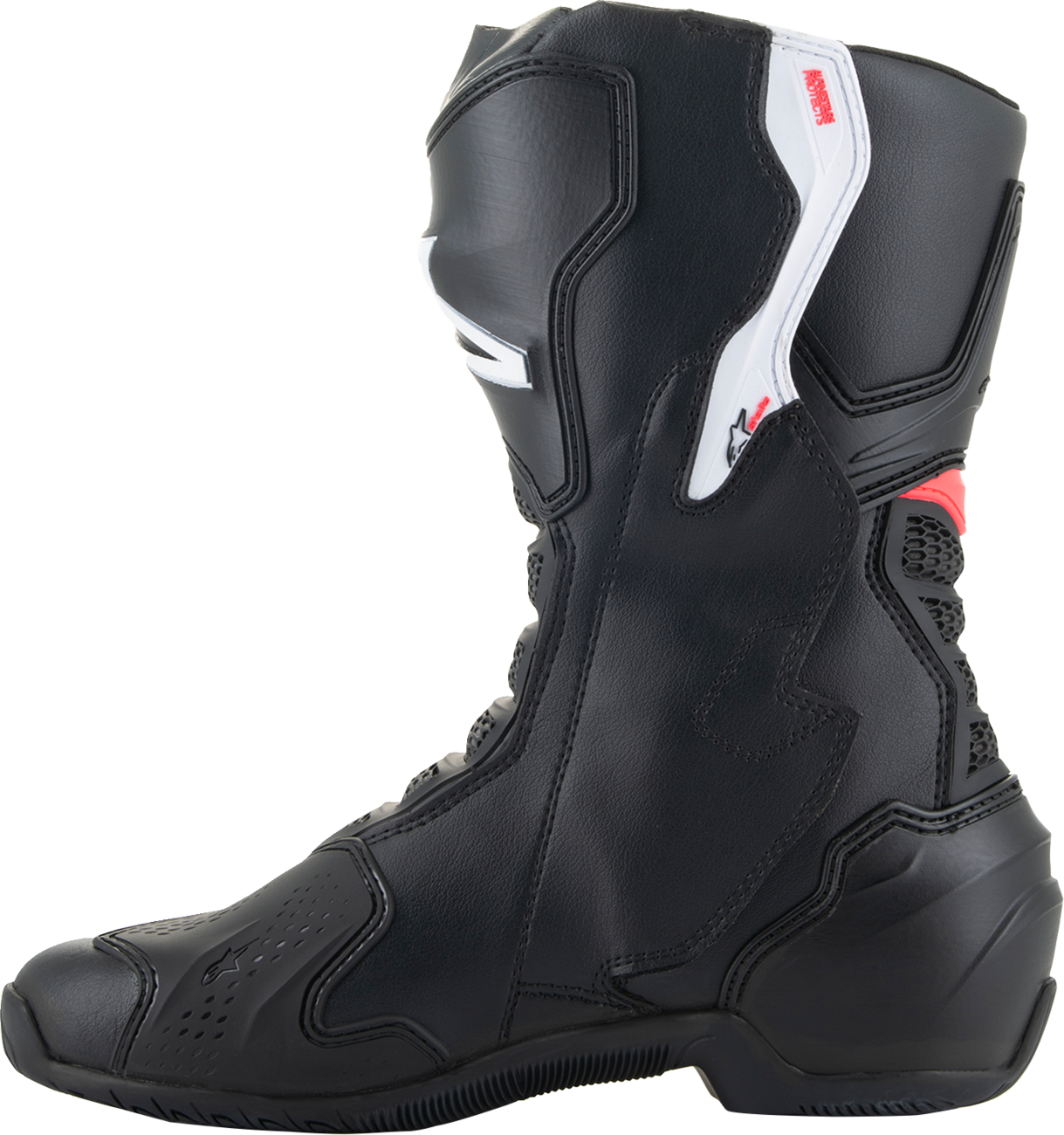 Alpinestars Stella SMX-6 V3 women’s motorcycle boots in black, white, and pink, US 6 / EU 37, with protective design visible.