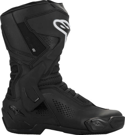 Alpinestars Stella SMX-6 V3 black vented motorcycle boots in US size 8.5, featuring protective design and sturdy construction.