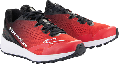 Alpinestars Meta Road V2 shoes in red, black, and white with durable, breathable performance footwear design.