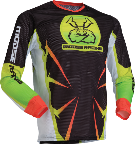 Youth MOOSE OFFROAD Agroid Mesh Jersey in Hi-Viz and black, medium size, featuring breathable mesh fabric for off-road riding.