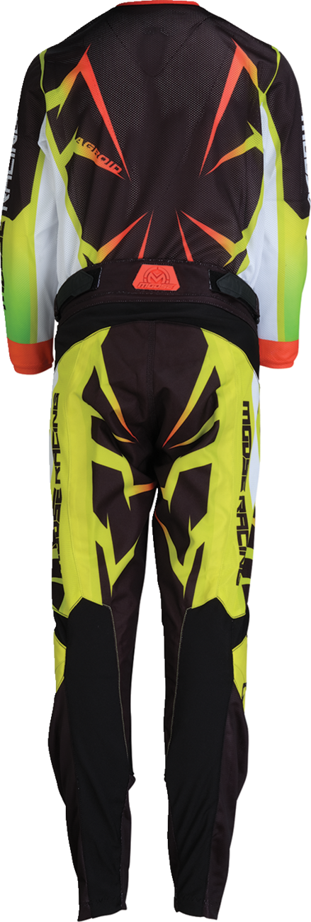 Moose Offroad Youth Agroid Mesh Pants in Hi-Viz and black, lightweight riding pants with mesh panels and adjustable waistband.