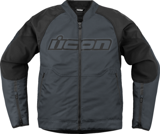 Bill's Exhausts ICON Overlord3™ Jacket in slate color, medium size, featuring a stylish jacket design with branding details.