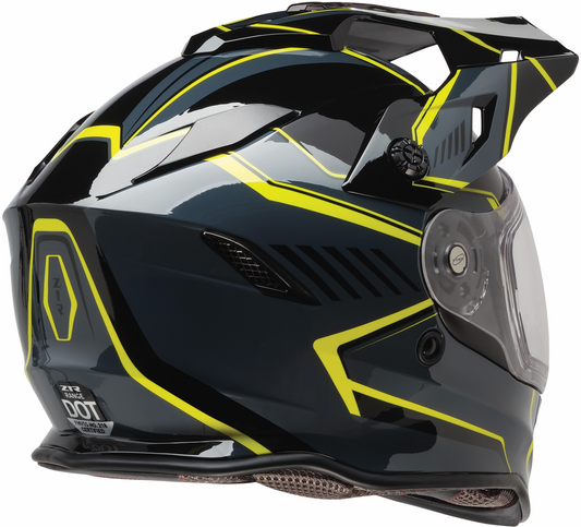 Z1R, Z1R Range 2.0 Helmet Voyager Gray/Hi-Viz Small - Versatile Dual-Sport Motorcycle Helmet with Sun Visor and Communication Pockets