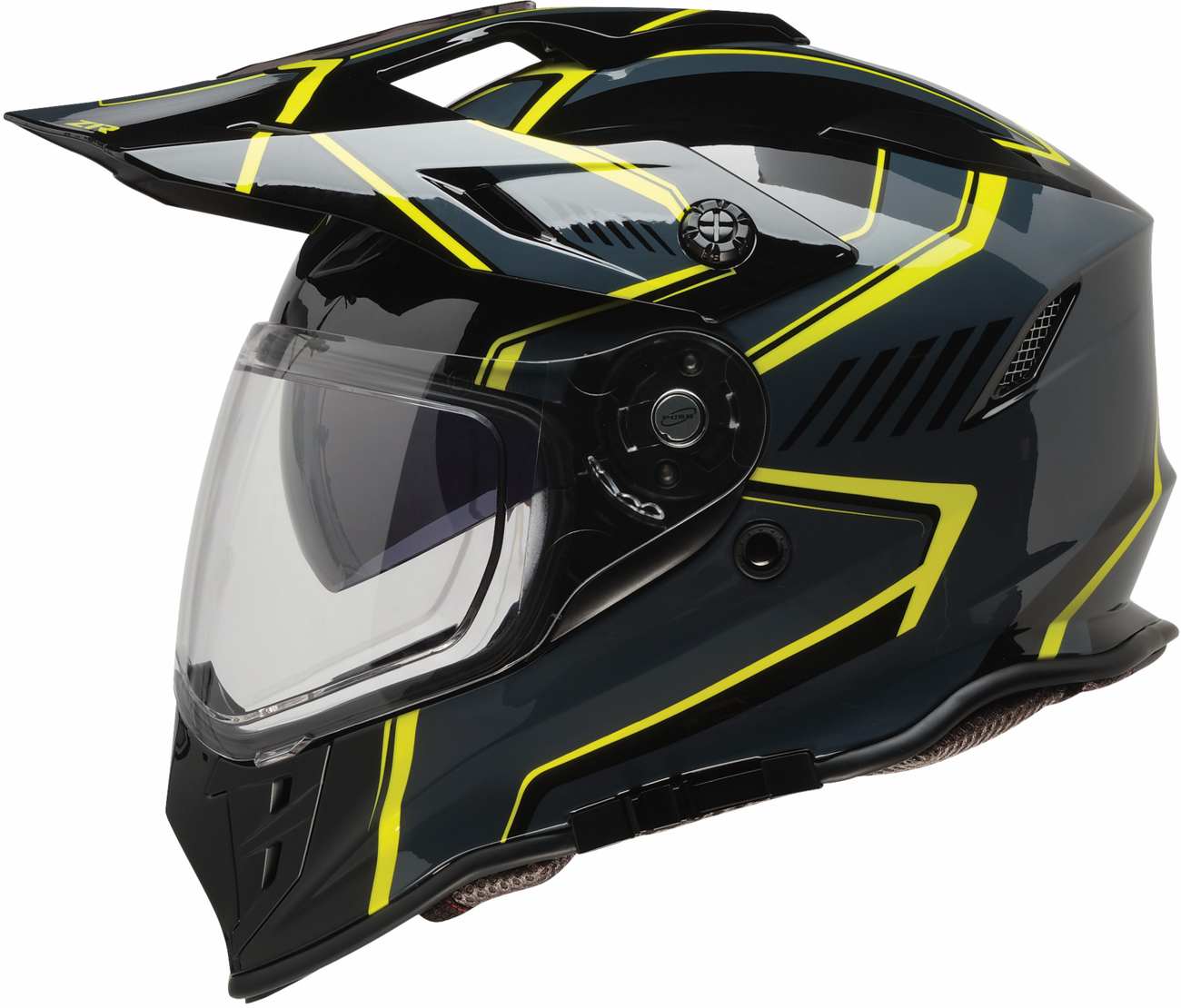Z1R, Z1R Range 2.0 Helmet Voyager Gray/Hi-Viz Small - Versatile Dual-Sport Motorcycle Helmet with Sun Visor and Communication Pockets