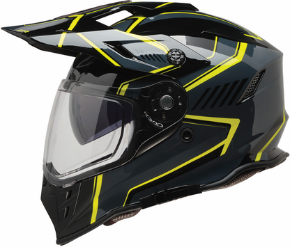 Z1R, Z1R Range 2.0 Helmet Voyager Gray/Hi-Viz Small - Versatile Dual-Sport Motorcycle Helmet with Sun Visor and Communication Pockets