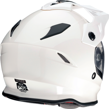 Z1R Range 2.0 solid white motorcycle helmet with sun visor, impact-absorbing EPS liner, small size, versatile dual-sport design