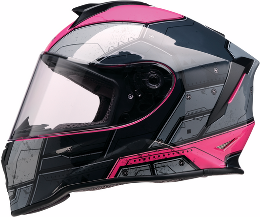 Z1R Youth Warrant 2.0 helmet in Sentinel Black and Pink, medium size, with adjustable straps and ventilation