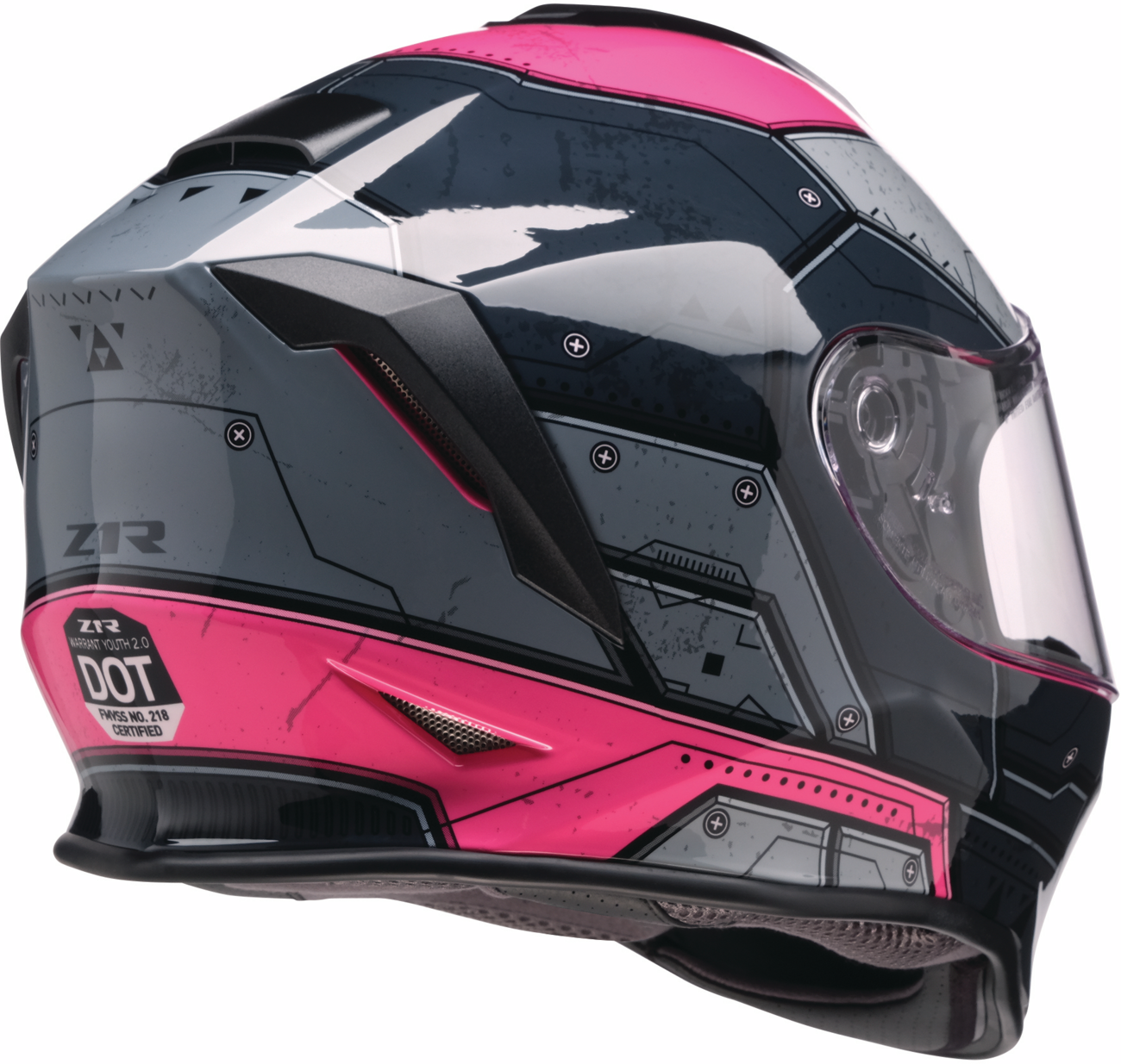 Z1R, Z1R Youth Warrant 2.0 Helmet Sentinel Black/Pink - Large (Part Number 0102-0297)