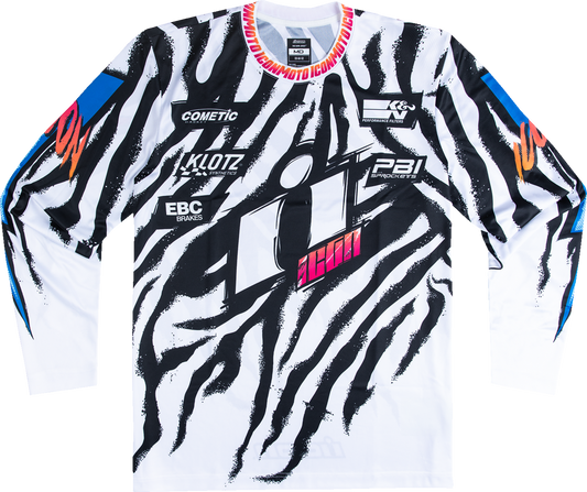 ICON Rad Dawn™ Jersey in white, size XL, featuring the stylish motorcycle riding design and breathable fabric.
