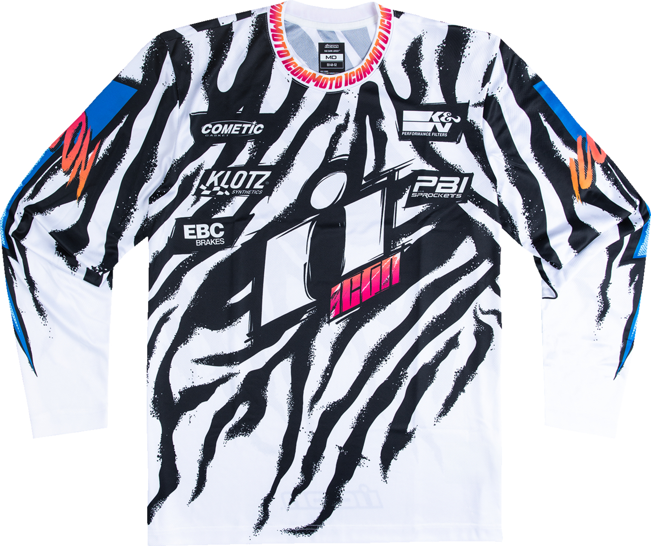 ICON Rad Dawn™ MX-style jersey in 2XL, white with vibrant sublimated graphics, designed for motocross riding.