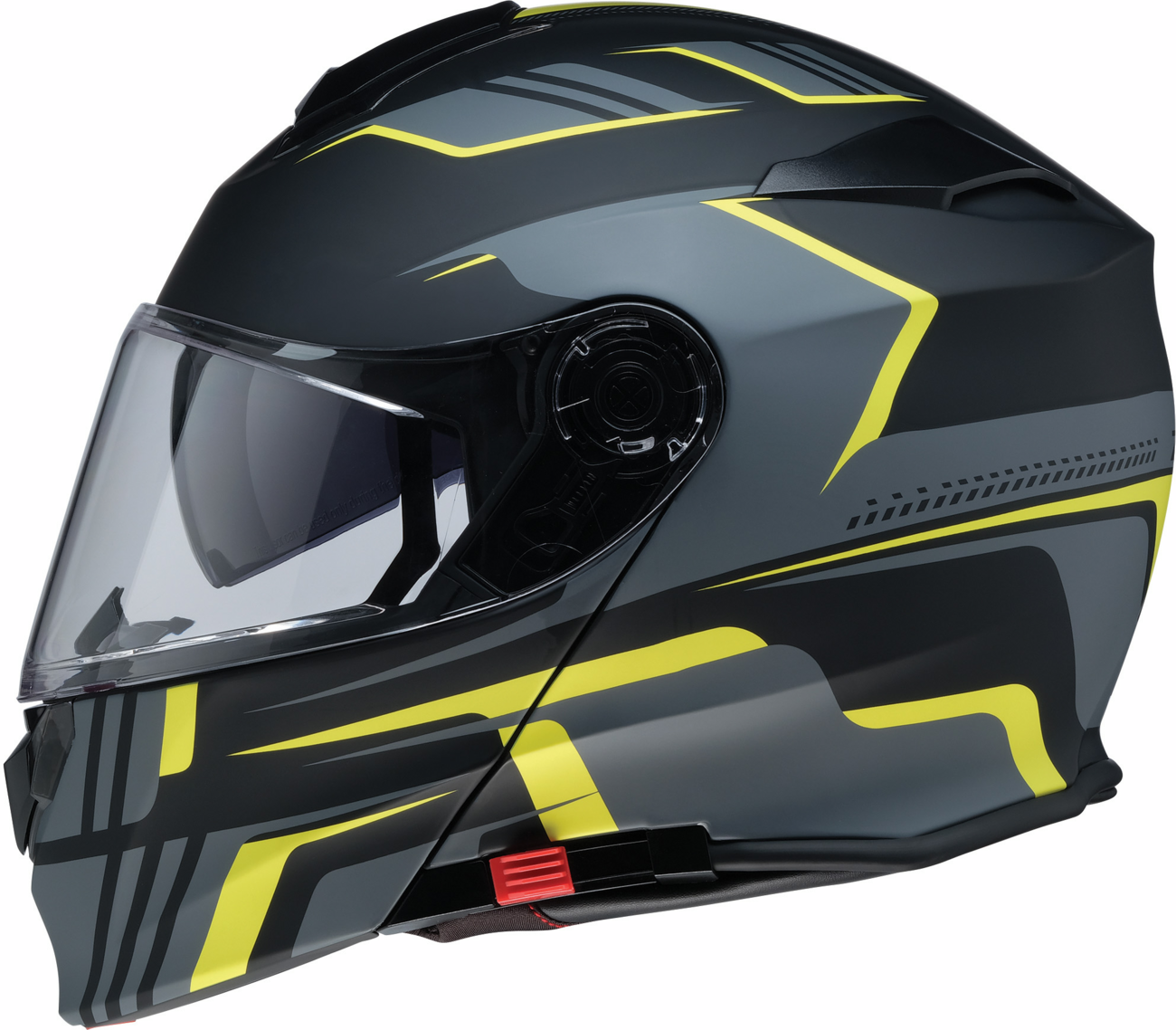 Z1R Solaris 2.0 modular helmet in hi-vis yellow with clear visor, size XL, showing sleek aerodynamic design and ventilation features.