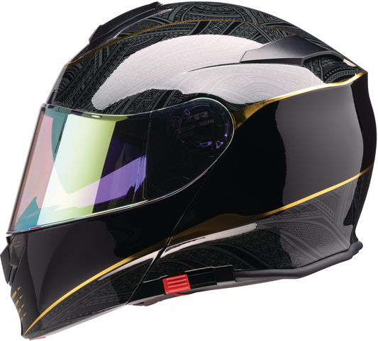 Z1R Solaris 2.0 modular helmet in Notorious Black, XL size, showing its sleek design and secure chin strap.