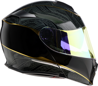 Z1R Solaris 2.0 modular helmet in Notorious Black, size XL, showing the sleek black design and secure chin strap.