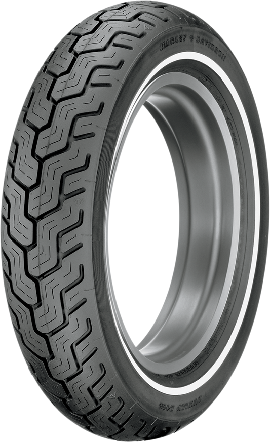 DUNLOP D402 rear motorcycle tire with narrow whitewall, MT90-16 size, 74H load, for Harley-Davidson bikes.